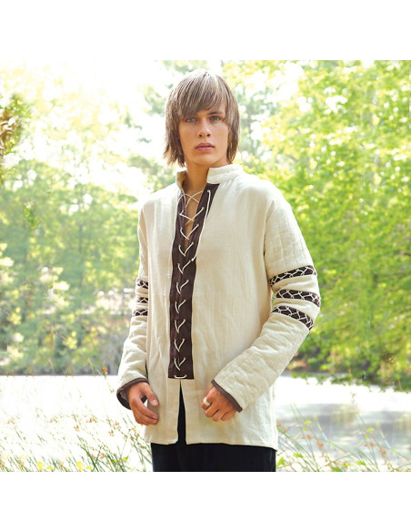 Camisa nórdica acolchoada, cor creme