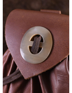 Bolsa Medieval Geldkatze de couro marrom com fecho de chifre 2