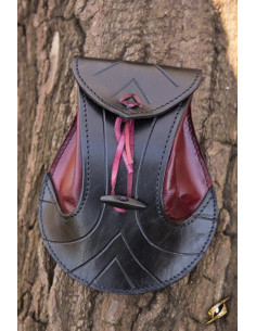 Bolsa Elven de couro vermelha preta