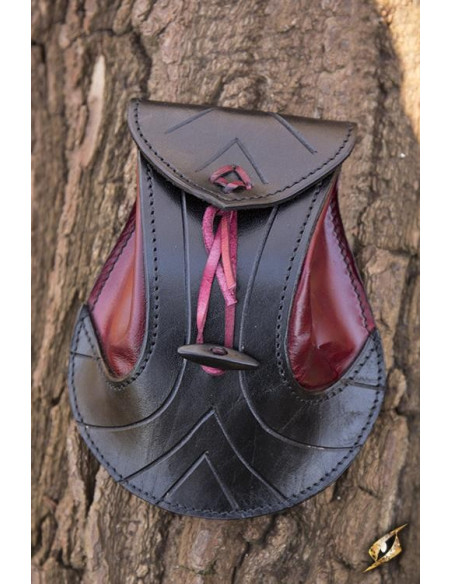 Bolsa Elven de couro vermelha preta