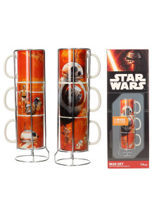 Conjunto de 3 copos de cerâmica empilháveis droides BB-8...