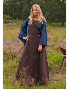 Vestido medieval Andra, castanho escuro