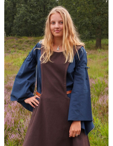 Vestido medieval Andra, castanho escuro