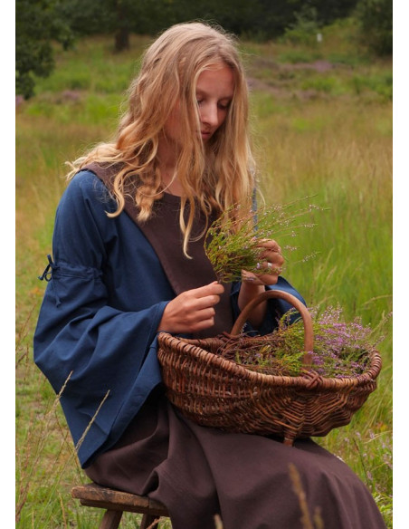 Vestido medieval Andra, castanho escuro