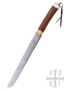 Faca Viking Seax, cabo de nogueira e osso