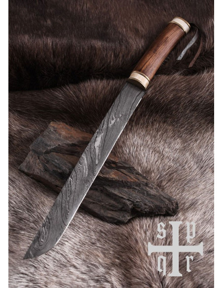 Faca viking Seax Damasco cabo em...