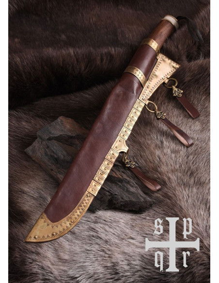 Faca viking Seax Damasco cabo em...