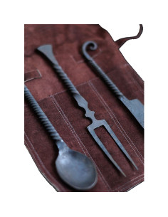 Conjunto de 3 talheres medievais com tampa 2