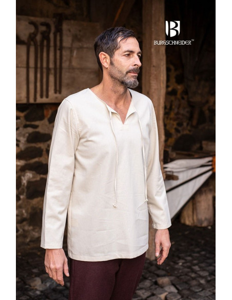 Camisa medieval Ulrich laços, creme