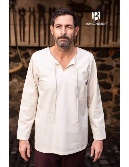 Camisa medieval Ulrich laços, creme
