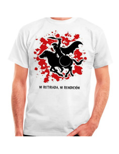 T-shirt branca Spartan on Horseback: nem recuar, nem render