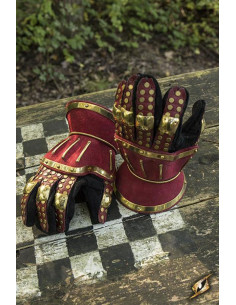 Manoplas medievais de ampulheta, vermelhas 2