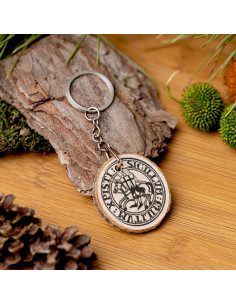 Chaveiro Selo Cavaleiros Templários em madeira natural