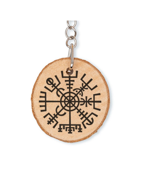 Chaveiro Viking Vegvisir em madeira...