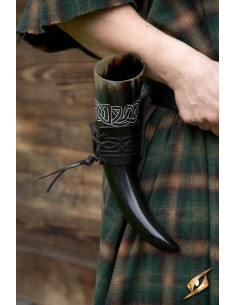 Baldric de couro para chifre viking