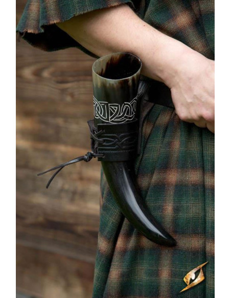 Baldric de couro para chifre viking