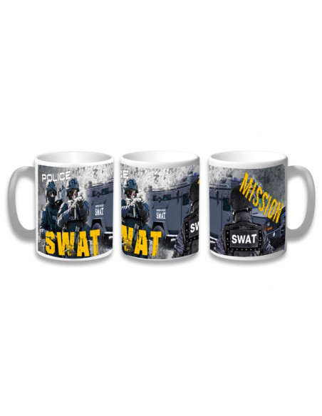 Caneca de cerâmica da missão SWAT