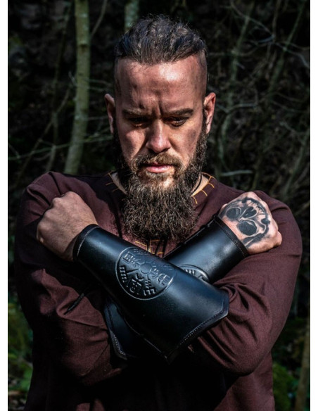 Pulseiras de couro preto celta Vegvisir