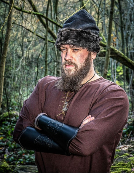 Pulseiras de couro preto celta Vegvisir