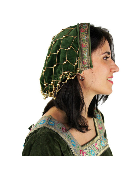 Boné de veludo verde nobre