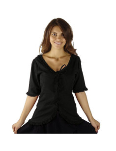 Blusa medieval Thea, mangas curtas de algodão fino