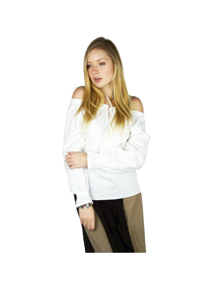 Blusa de mulher medieval Bettina, branca