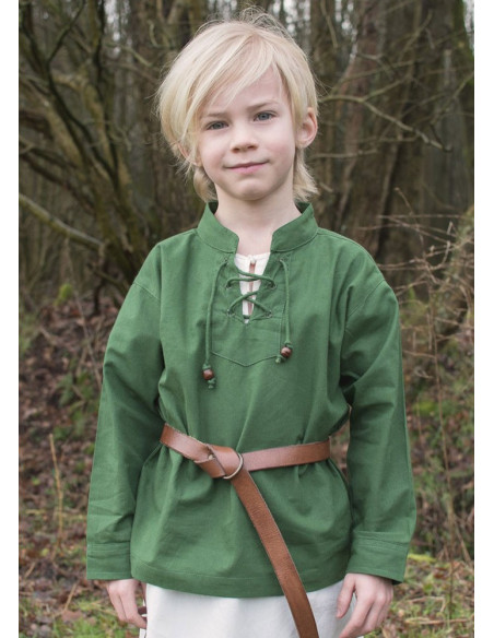 Camisa medieval verde para menino, Colin