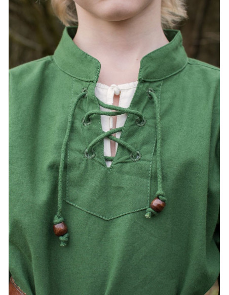 Camisa medieval verde para menino, Colin