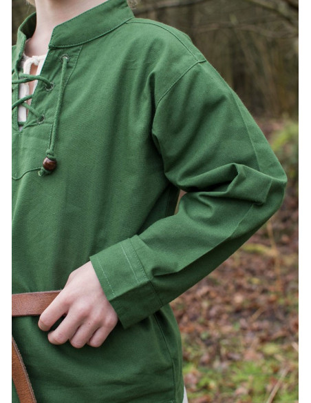 Camisa medieval verde para menino, Colin
