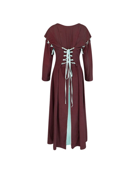 Vestido medieval vermelho-branco...