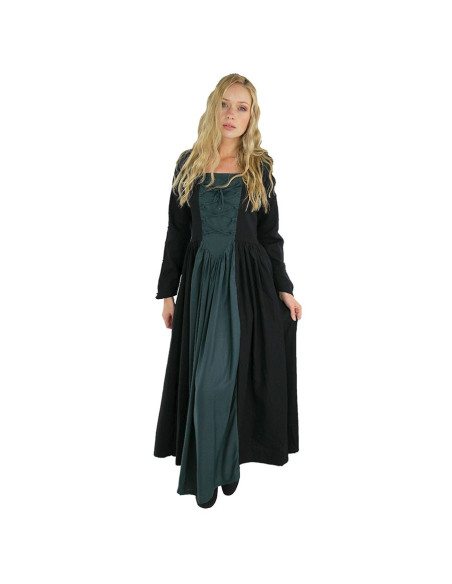 Vestido medieval Medusa, preto-azul