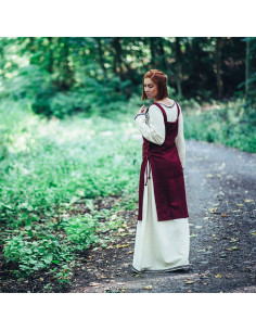 Avental medieval Viking Aila em lã, cor vermelha 2