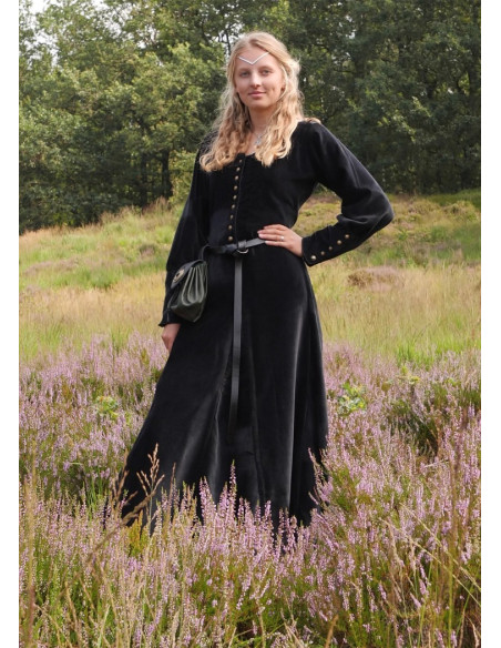 Vestido medieval Elizabeth, veludo preto
