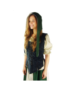 Mulher crespina medieval modelo Alex, verde e branco natural