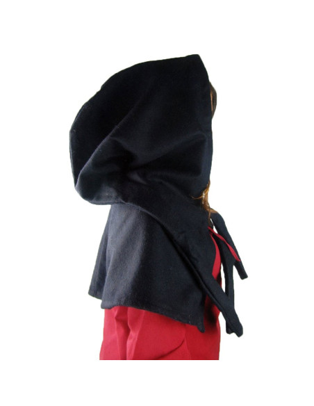 Gugel lã medieval modelo Anita, preto