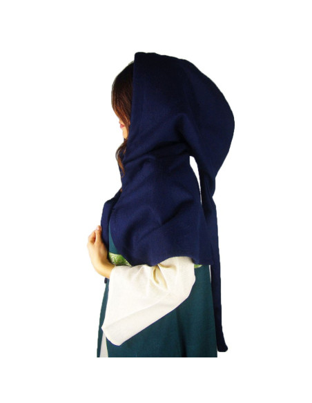 Gugel lã medieval modelo Anita, azul