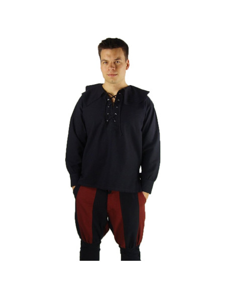 Camisa medieval com gola modelo...