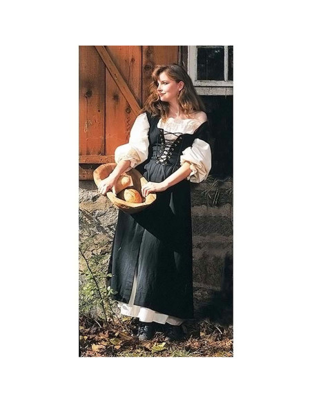 Camisola medieval creme ombros para o ar