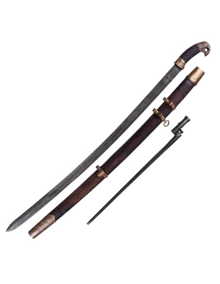 Sabre Shashka envelhecido, com baioneta