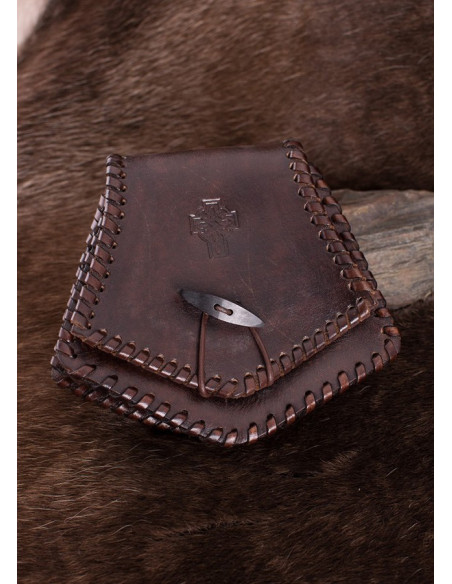 Bolsa de couro com cruz celta