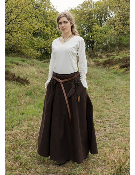 saia longa medieval marrom escuro