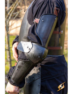 Protetores de braço medievais, acabamento preto