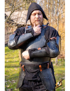 Protetores de braço medievais, acabamento preto 2