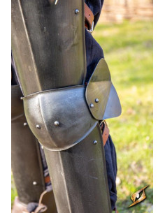 Protetores de perna de soldado, acabamento preto 2