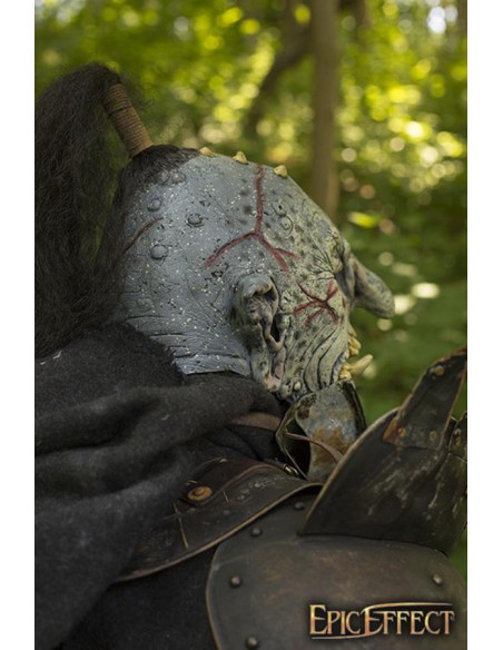 Máscara Troll cinza com cabelo, látex