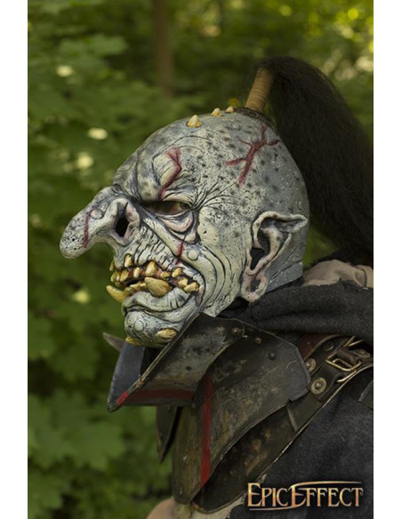 Máscara Troll cinza com cabelo, látex