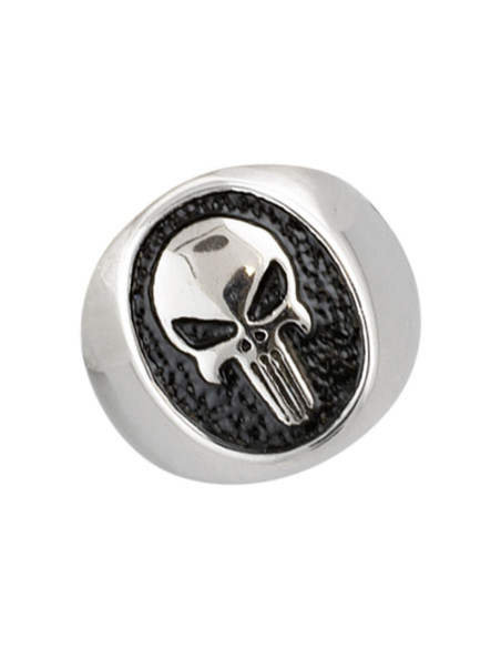 Anel caveira em aço com acabamento...
