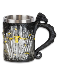 caneca decorativa medieval espadas