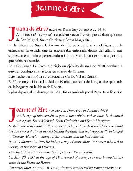 Espada decorativa Joana d'Arc, 94 cm.