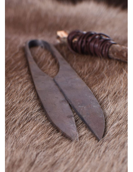 Tesoura medieval forjada à mão, aço mola